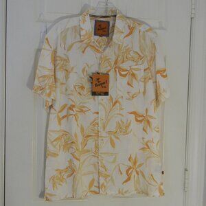 Newport Isle Apricot Tropical Shirt Linen Blend LIghtweight Breathable NWT